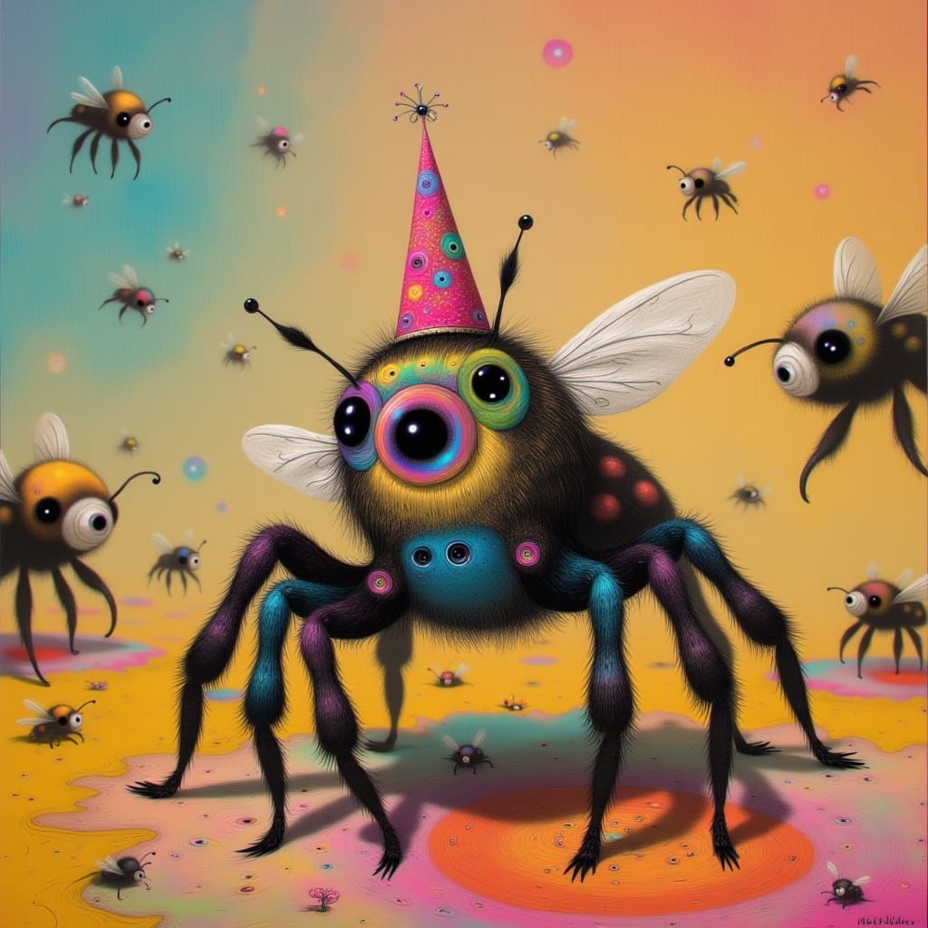Jumping Spider Celebrates Queen Bee Birthday in Fantasy Styl...