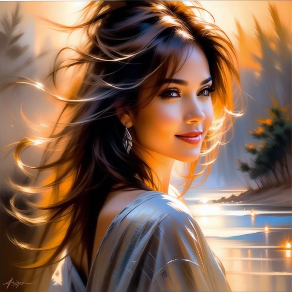 Latina Woman Portrait in Figurative Style