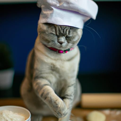 Cat Kneading Dough in Chef's Hat: Photography