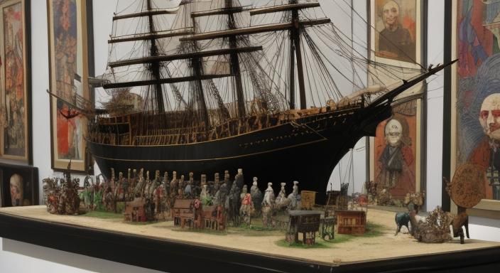 Disturbing Ship of Fools Mixed Media Installation