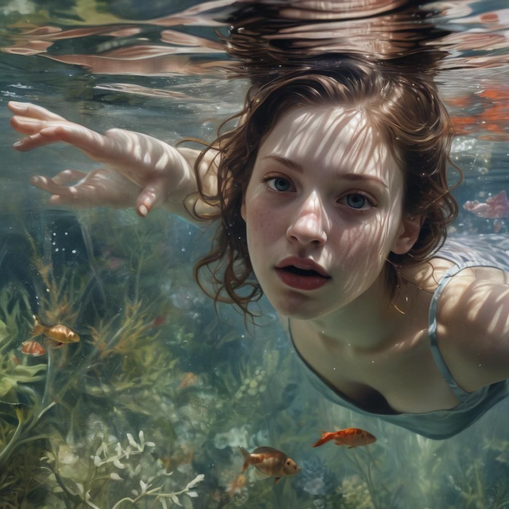 Underwater Fairytale Scene as Dreamlike Painting