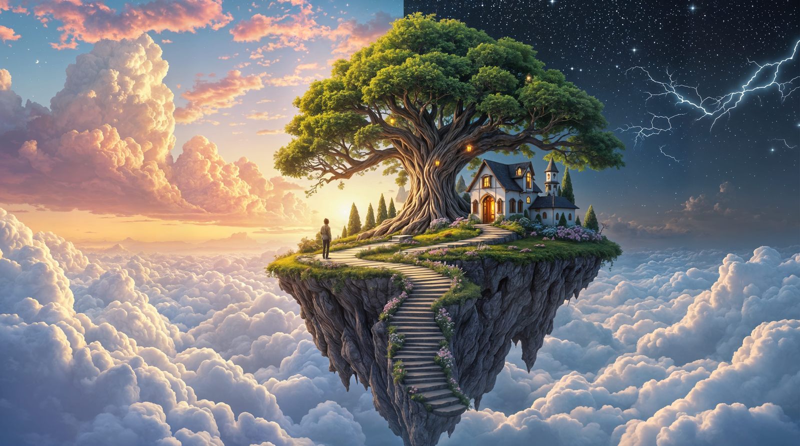 Surreal Island Landscape in Hyperrealistic Style