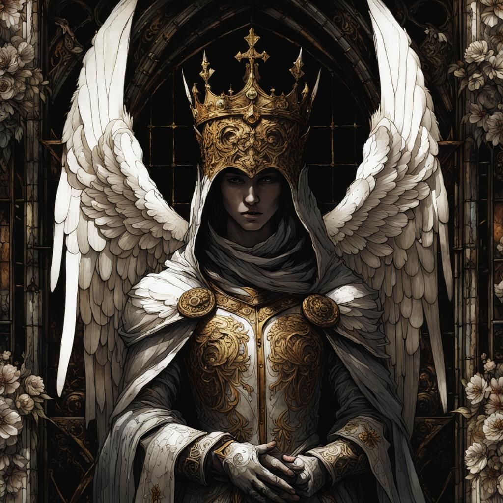 Gothic Angel Knight with Golden Runes