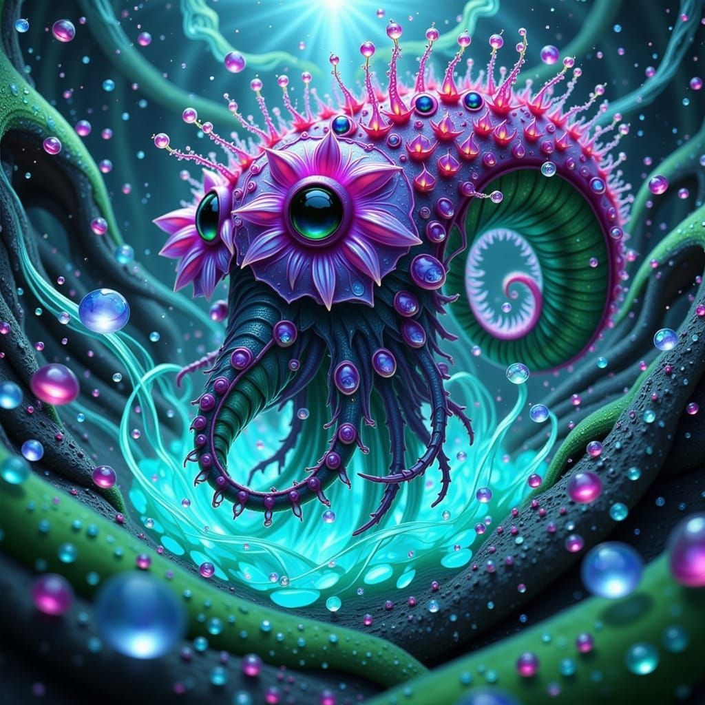 Ethereal Fae Emerges from Iridescent Berry Volcano