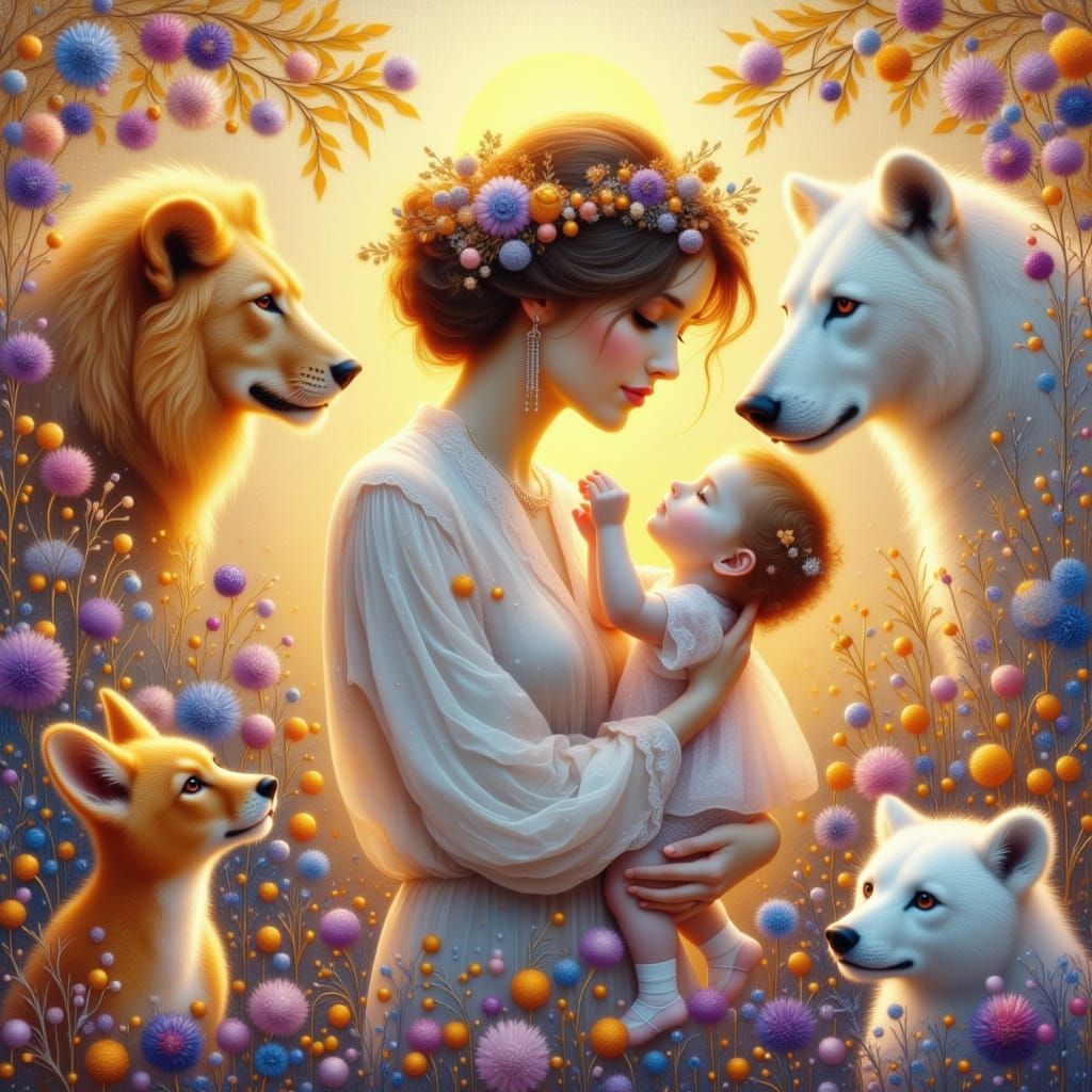 Motherly Love in a Golden Glow