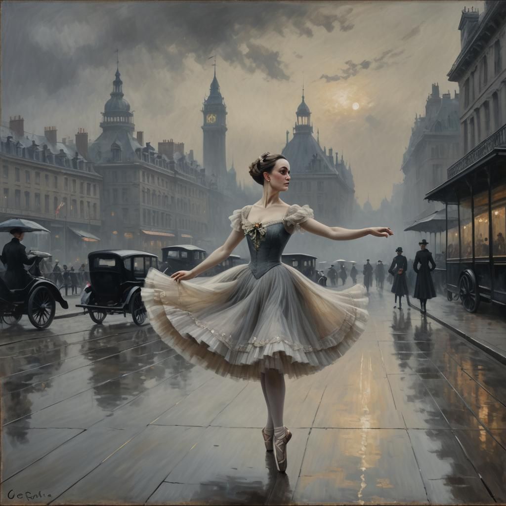 Anna Pavlova Ballerina Portrait in Impressionist Style