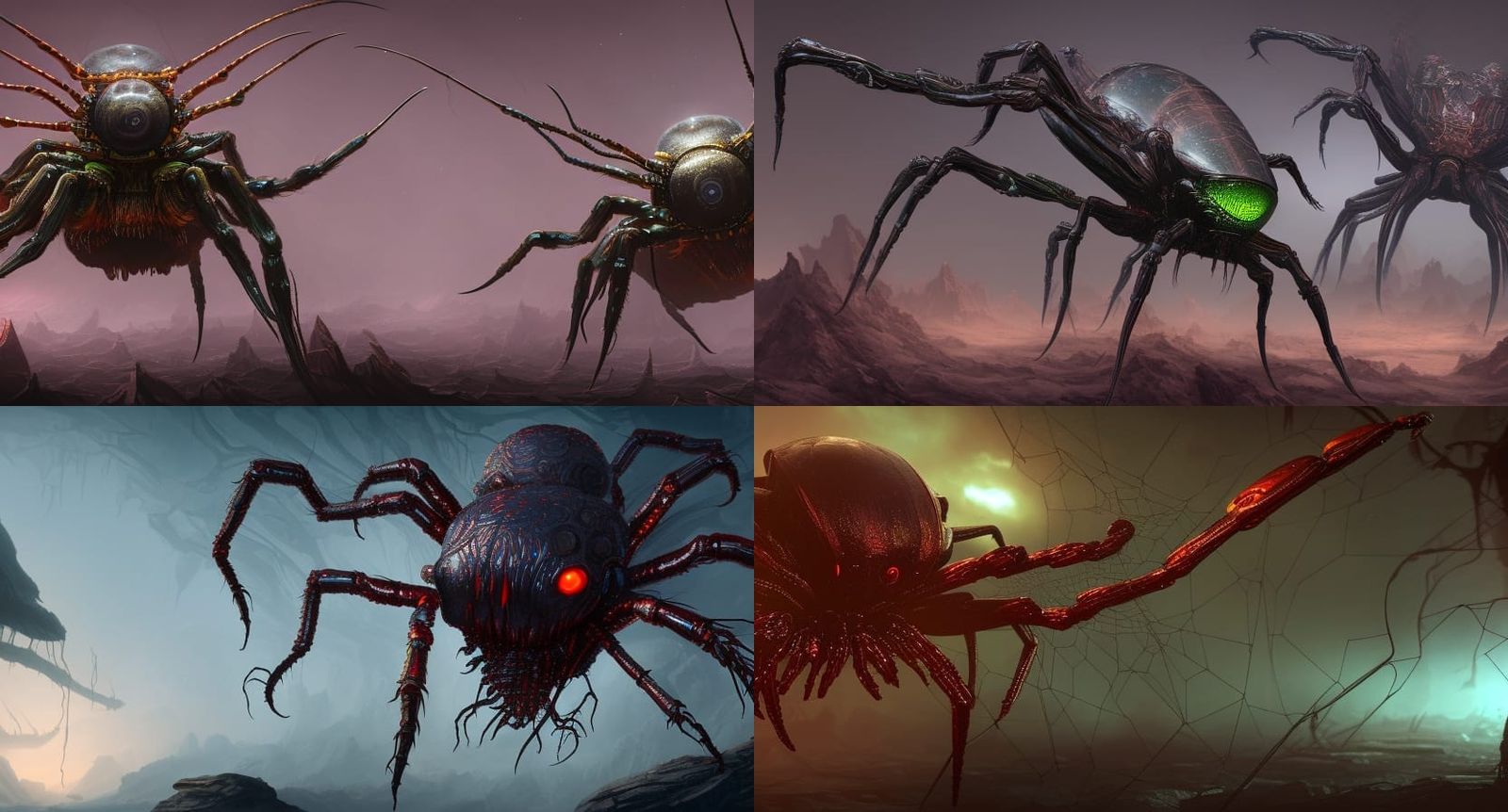 Alien Spider Hunt: Detailed Matte Painting