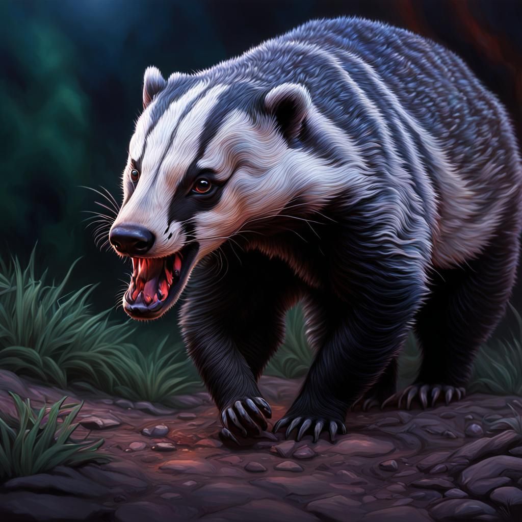 Hyperrealistic Badger in Fantasy Owl Light