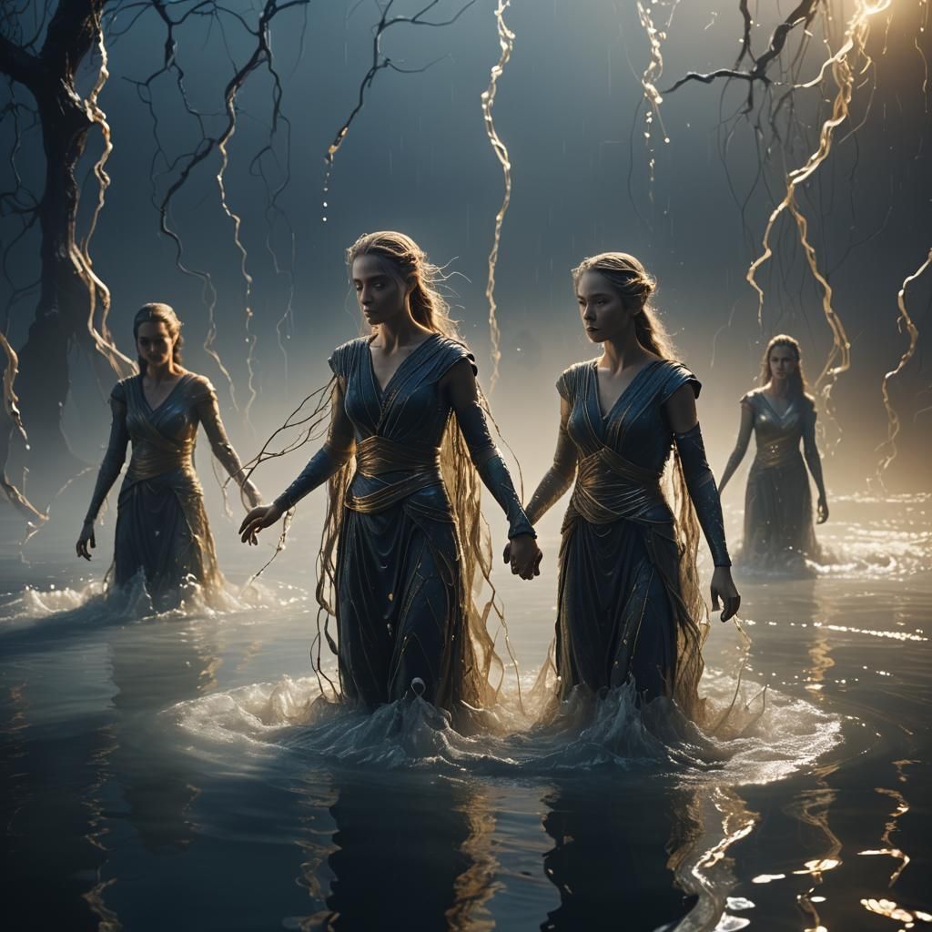 Wax Immortals Floating on Water: Digital Matte Painting