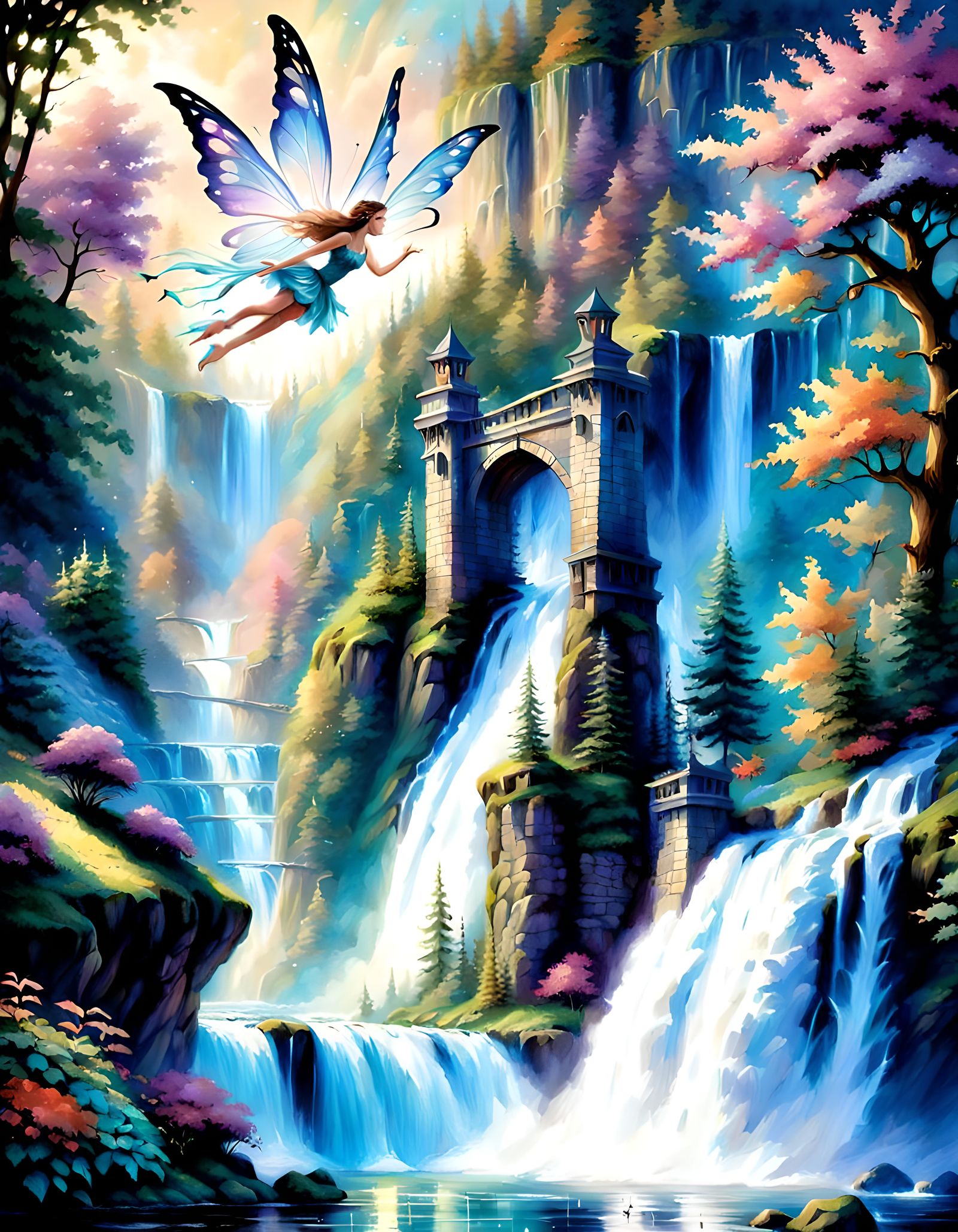 Fairy and waterfall