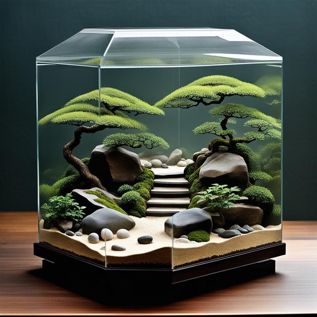 Detailed Zen Garden Terrarium Wimmelbilder Illustration