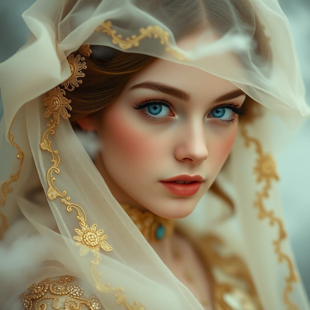 Ethereal Victorian Beauty in Dreamlike Setting