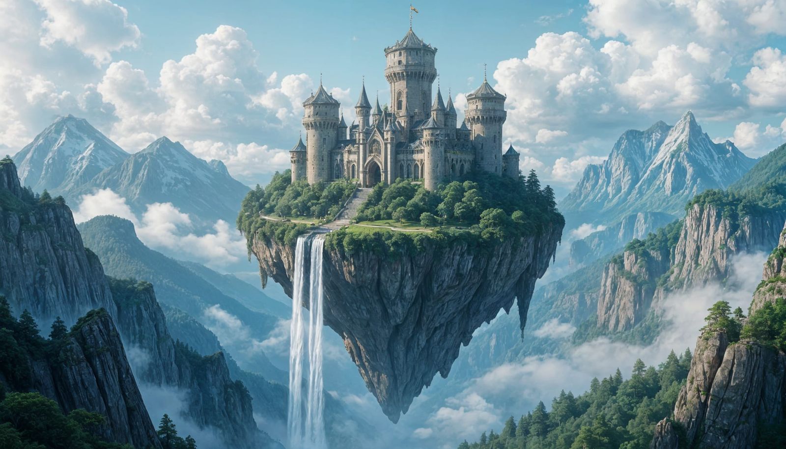 Elven Castle Floating Island Fantasy Concept Art