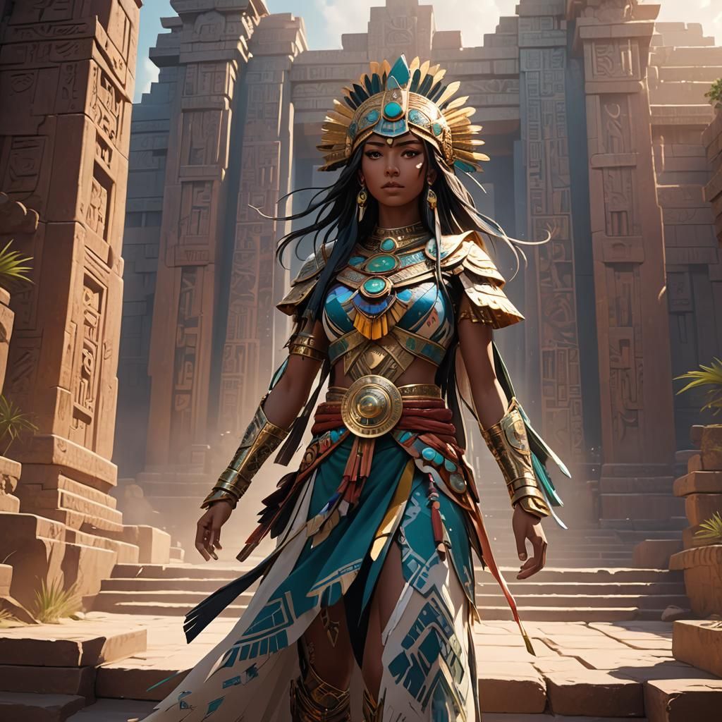 Mesoamerican Waifu Steps Out in Anime Style