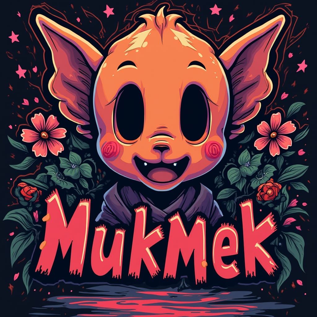 Mukmek Logo: Flat Manga Scan Style with Vibrant Anime Elemen...