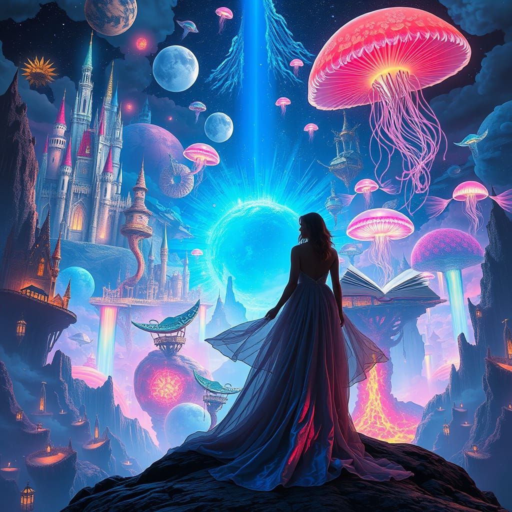 Surreal Dreamscape Convergence in Digital Art Style