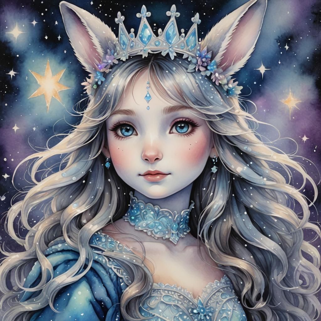 Princess Bunny Rabbit with Ice Crown