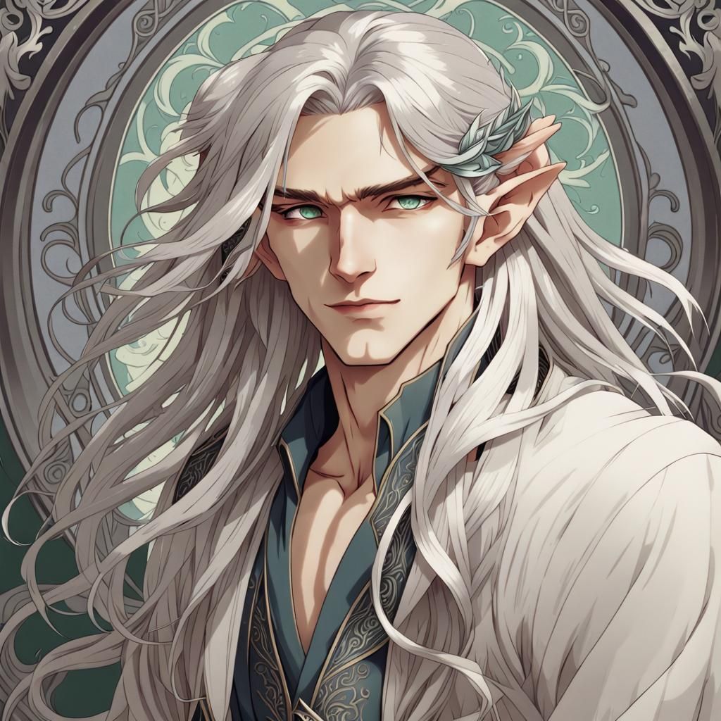 Elegant Elf in Art Nouveau Style