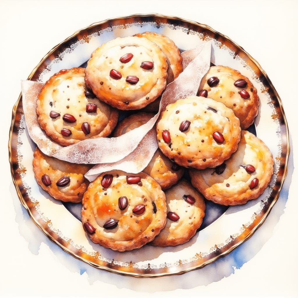 Whimsical Plate with Cookies in a Vibrant AOW Art Style