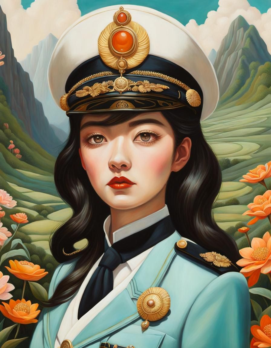 Utopian World: Hyperdetailed Zany Female Officer