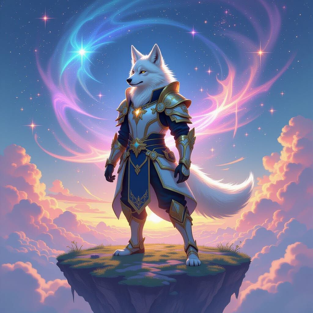 Celestial Wolf in Kingdom Hearts Armor on Floating Island