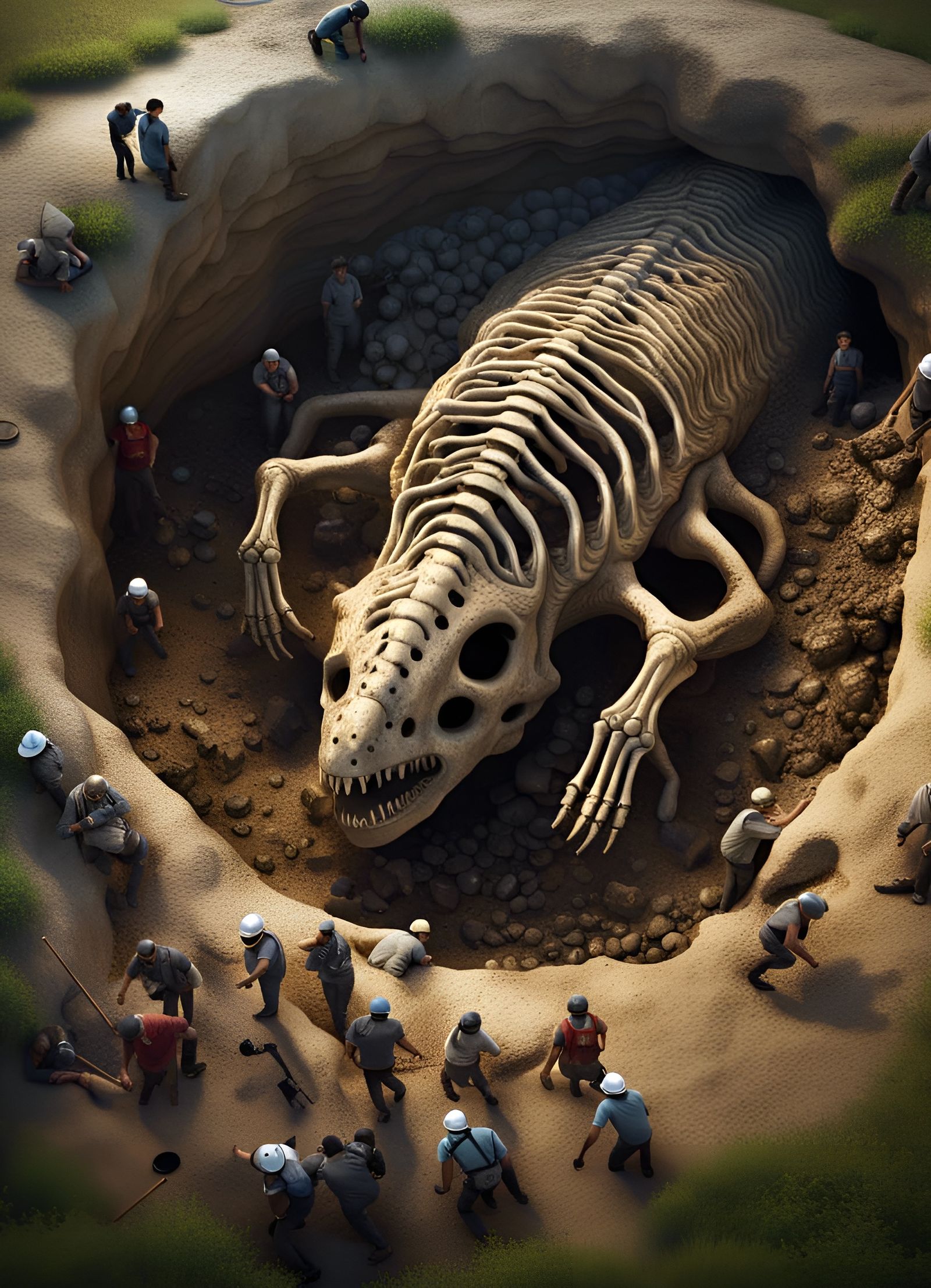 Unearthing a very peculiar ancient fossilized skeleton