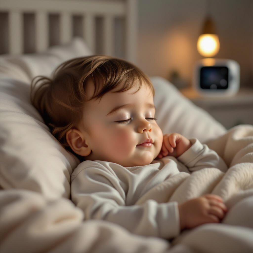 Baby Boy Dreaming in Cozy Nursery, 8k Concept Art