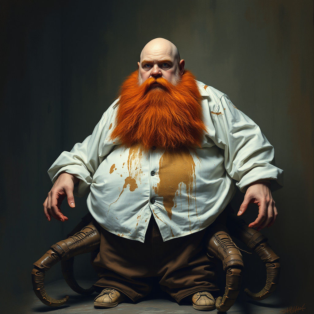 Twelve-Legged Man in Basquiat-Giger-Beksiński Style