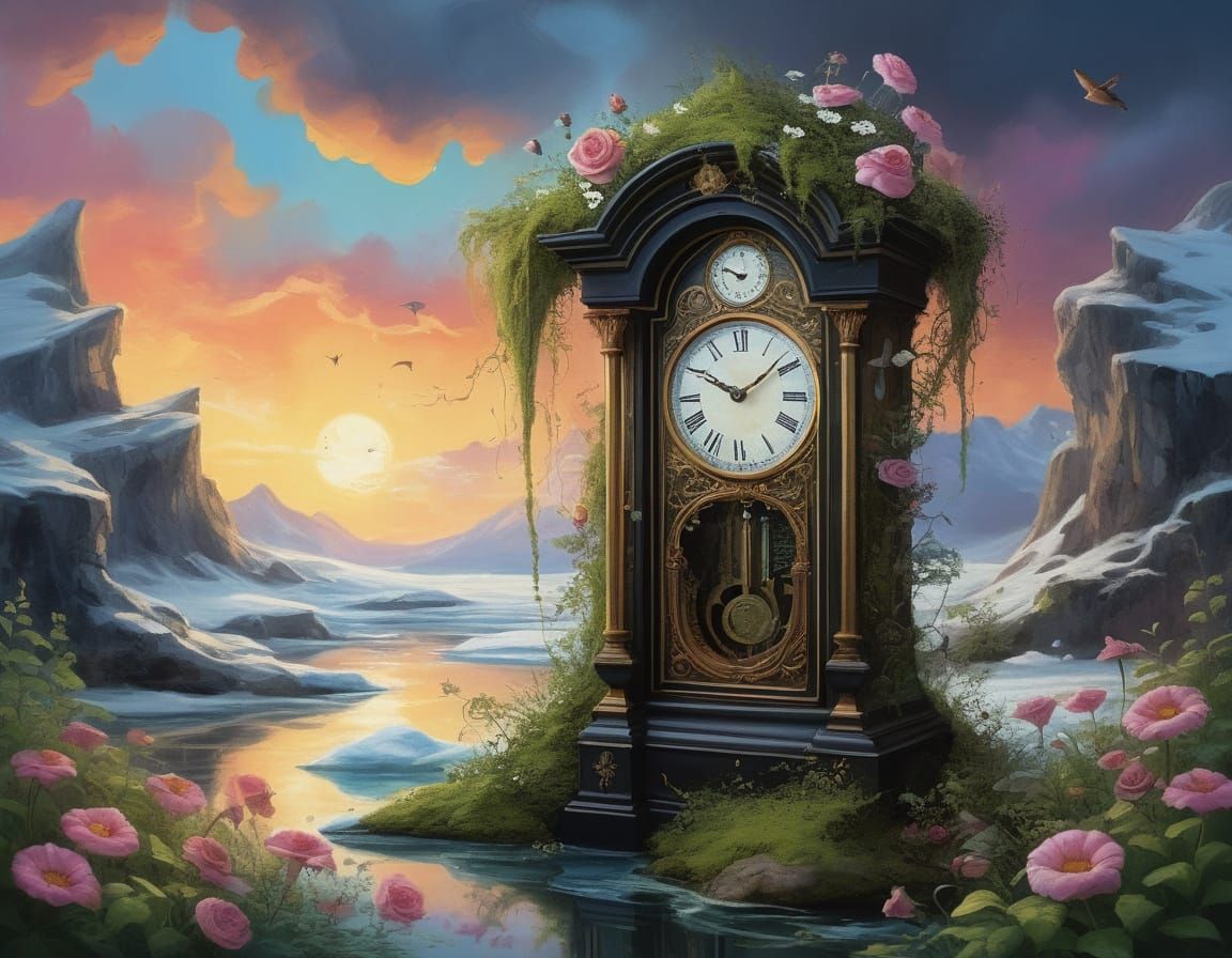 Miniature Forest in Cracked Grandfather Clock