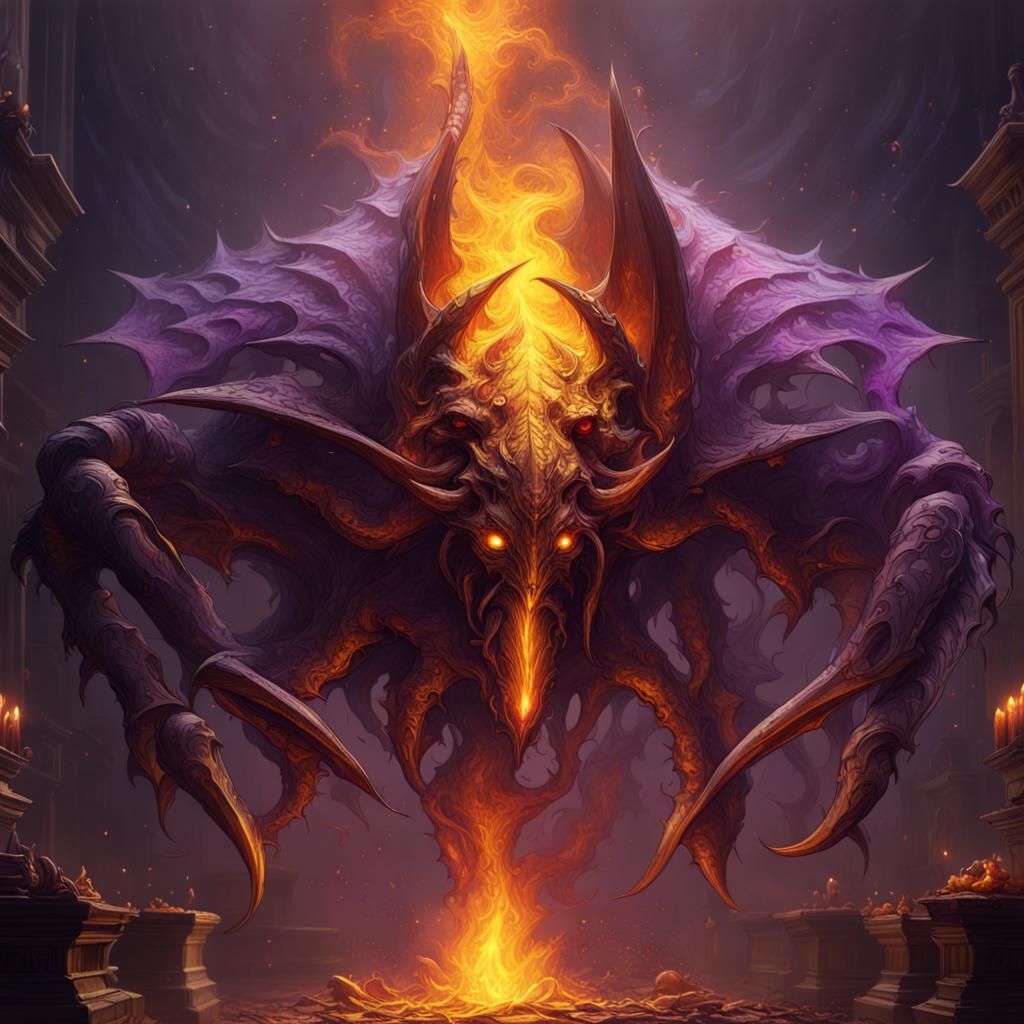 Fire Monster Scorpion in Dark Fantasy Style