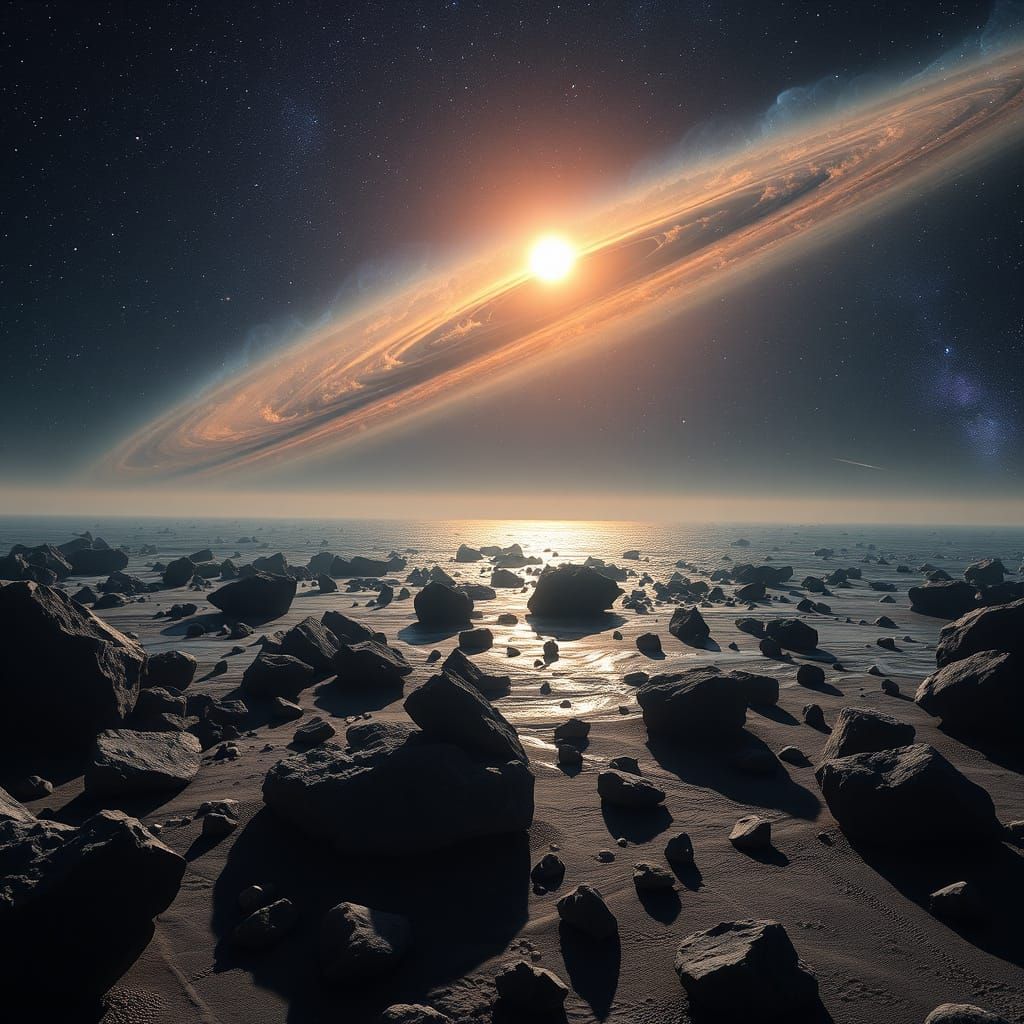 Distant Shore Odyssey in a Nebula's Glow