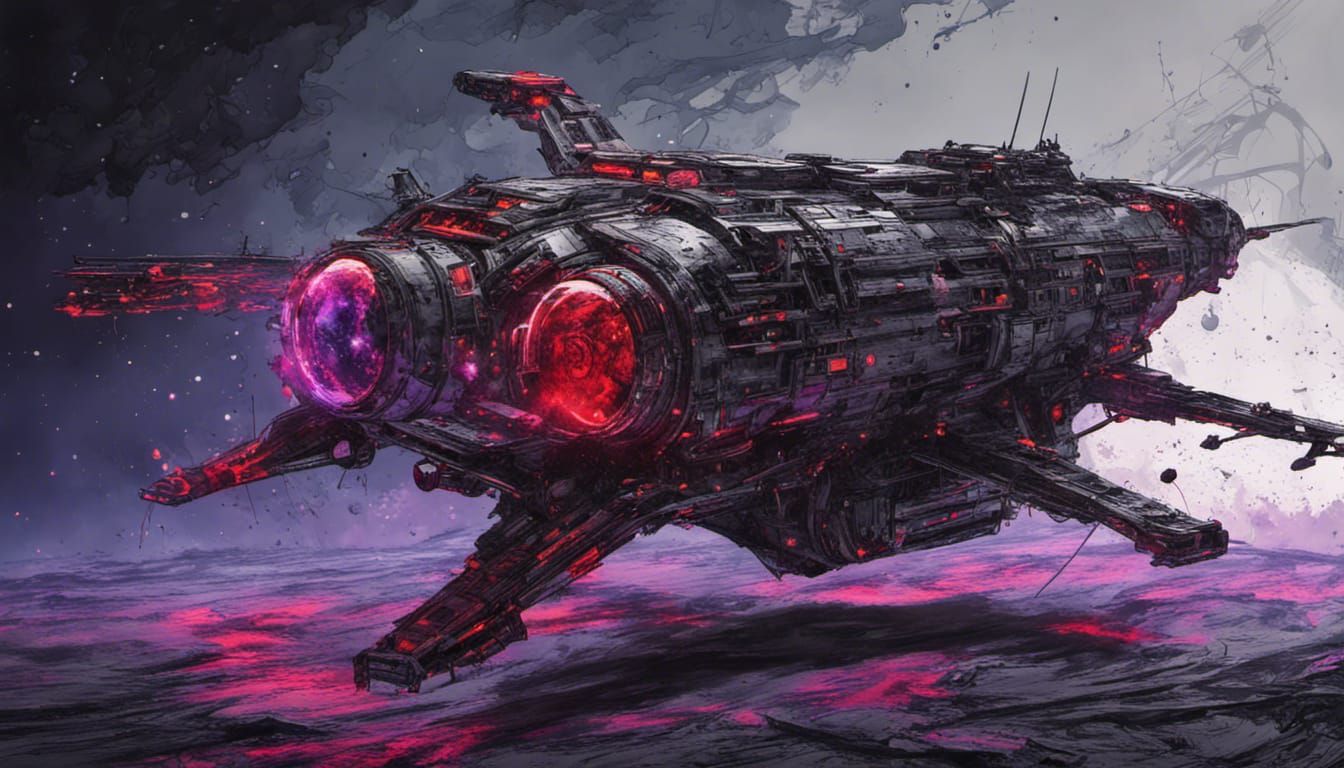 Dystopian Space Cruiser with AI Crew in Pop Art