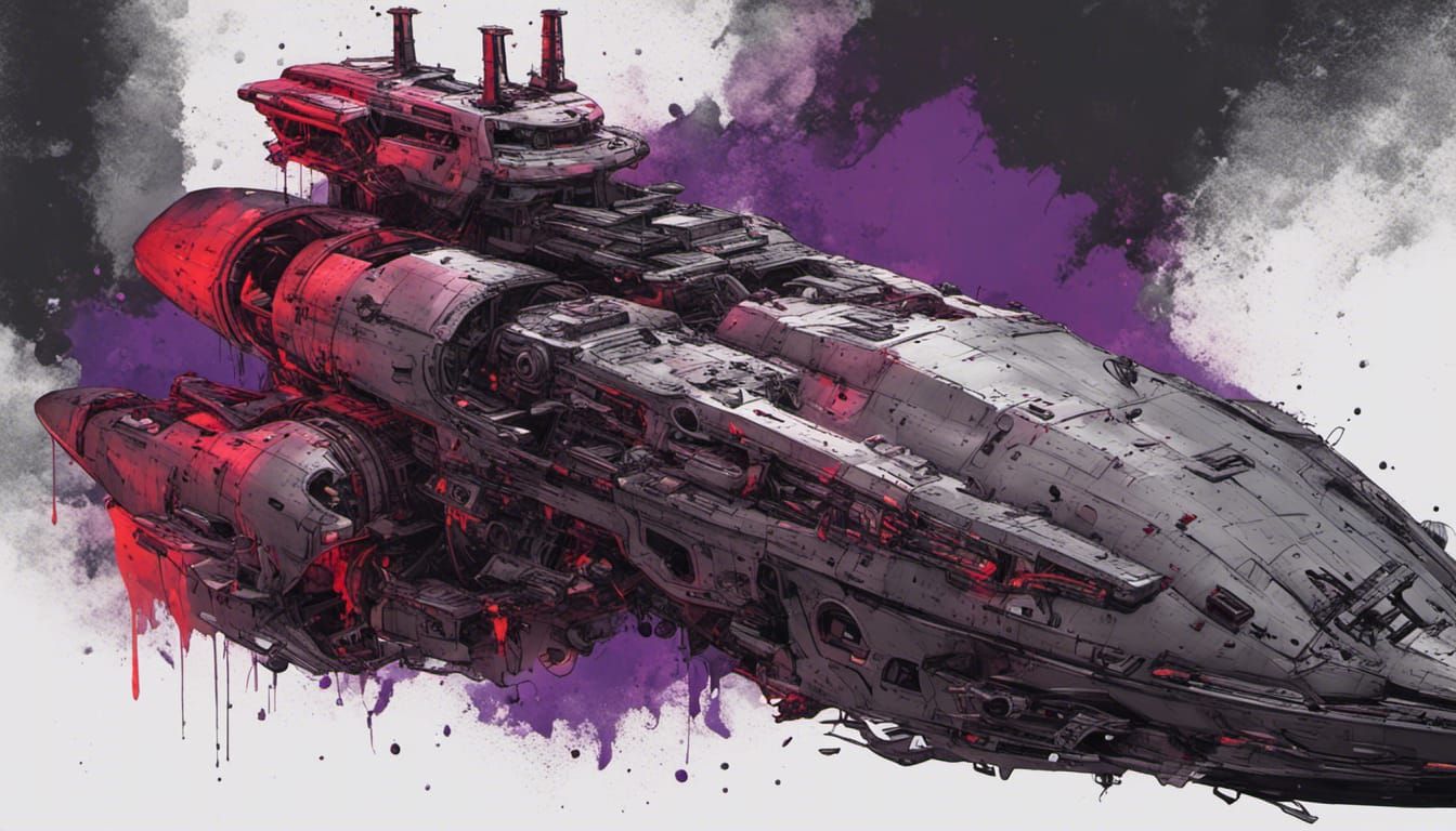 Dystopian Space Cruiser with AI Crew in Concept Art