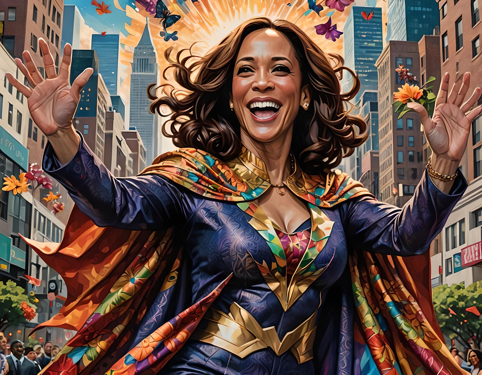 Superheroine with Cat Ears in Pre-Raphaelite Digital Art