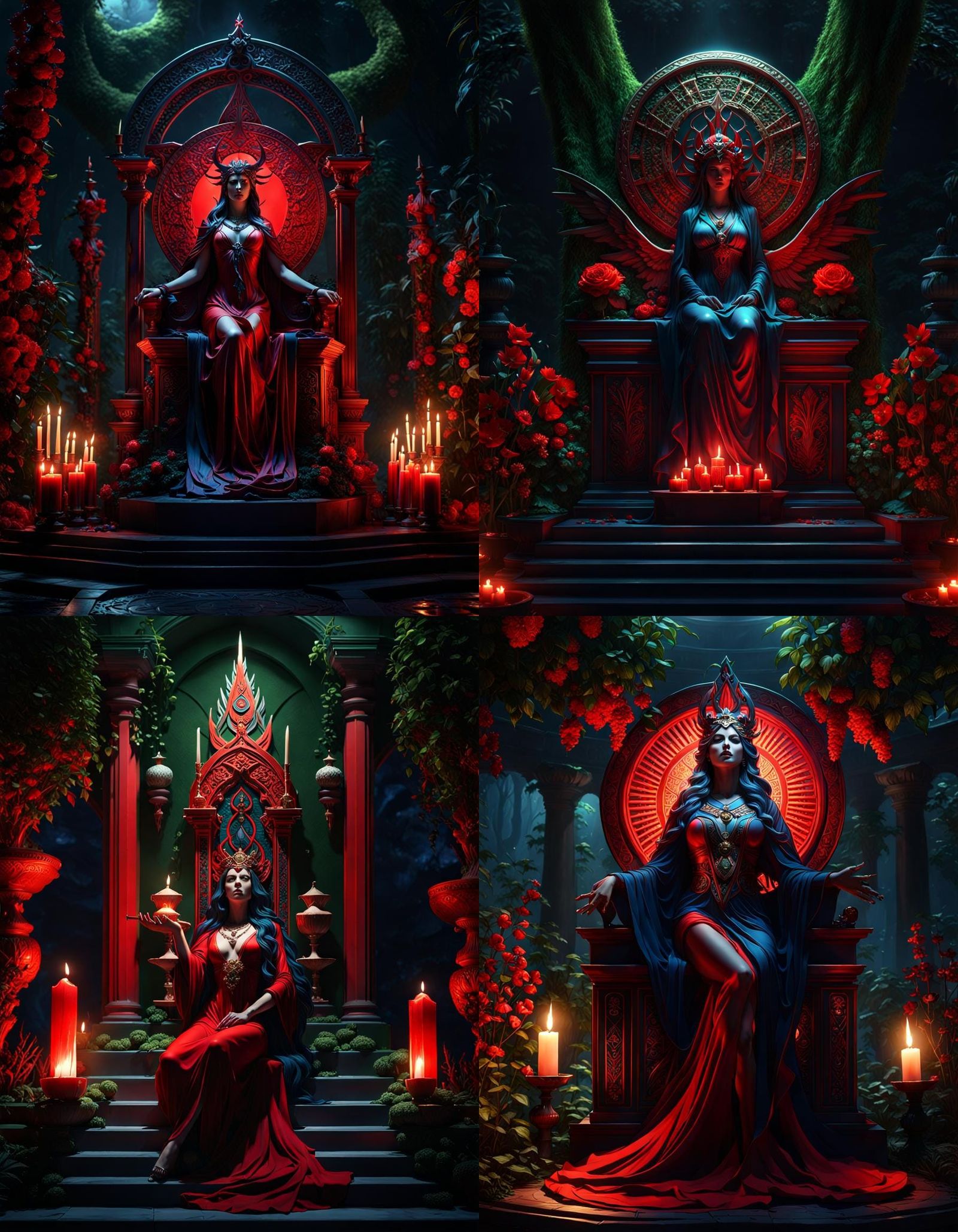 Dying Goddess in Shadowy Garden: Dark Fantasy Art