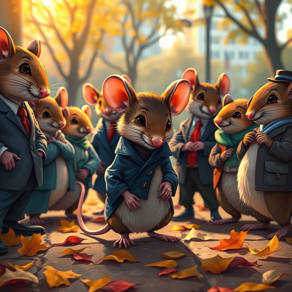 Shy Mouse in the City Park