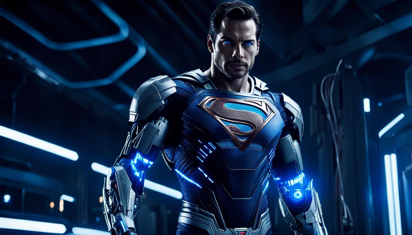 Cyborg Superman: Sci-Fi Digital Art in Dark Fantasy Style