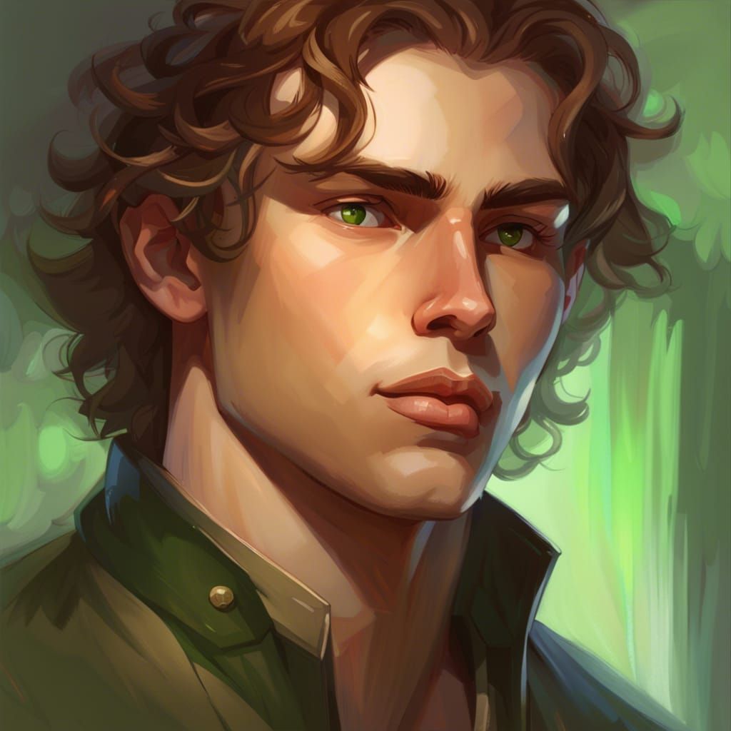 Dreamy Young Man Portrait in Digital Art Style