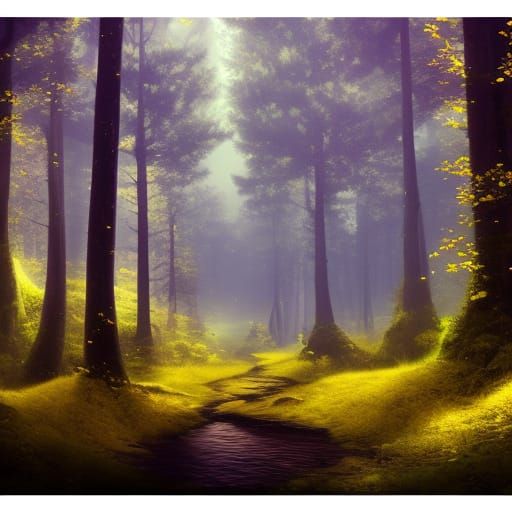 Lush Yellow Forest in Detailed Fantasy Concept Art