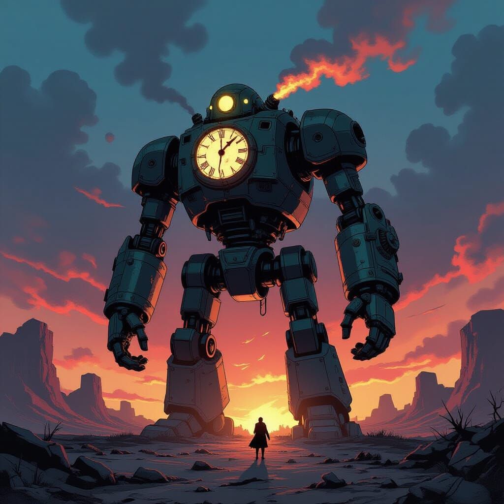 Clockwork Automaton Guarding Alien Landscape