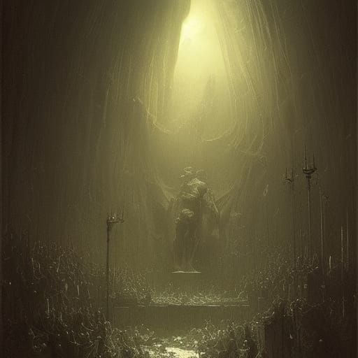 Terrifying Myling in Engraving Horror Style