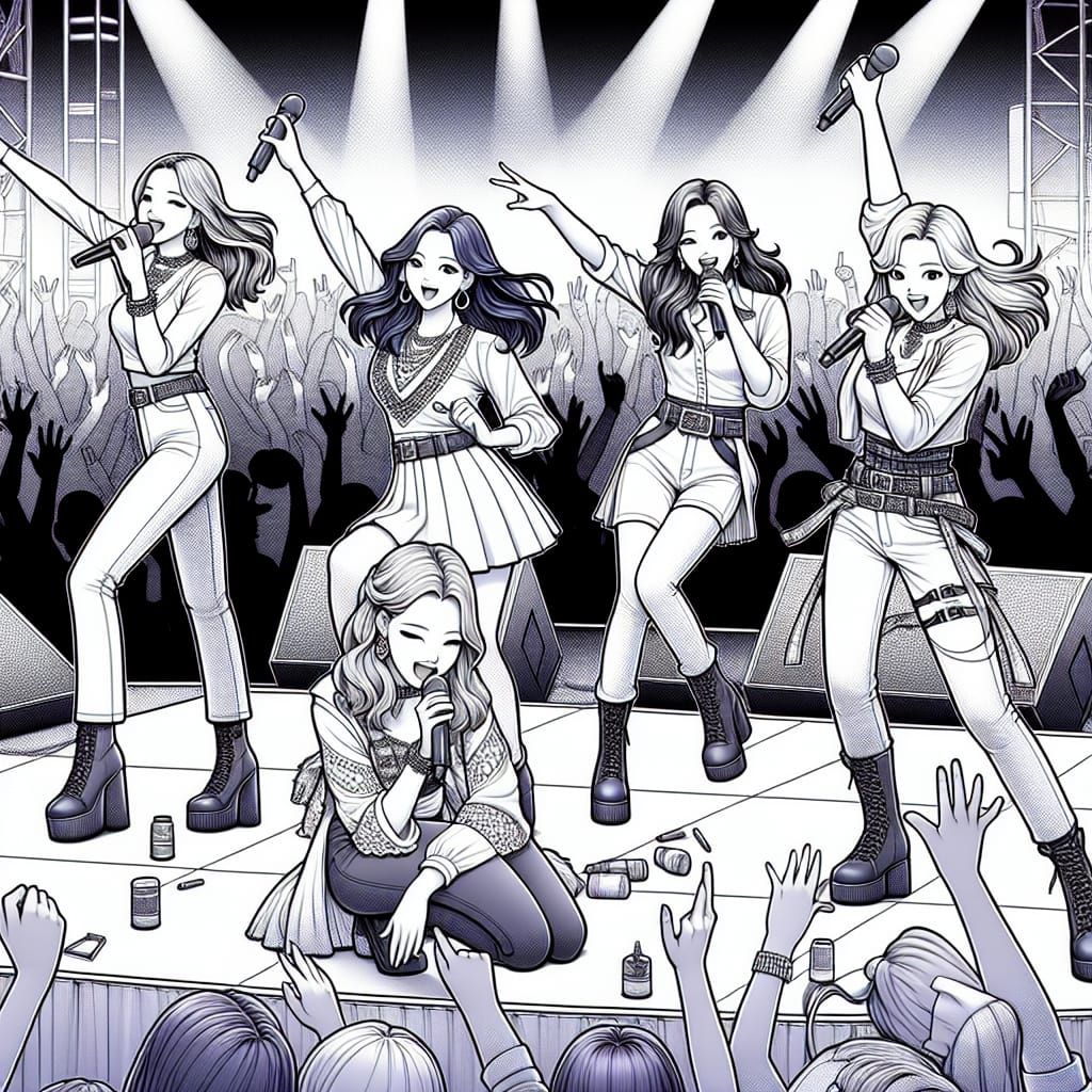 K-Pop Girl Group Performs with Passion on Stage