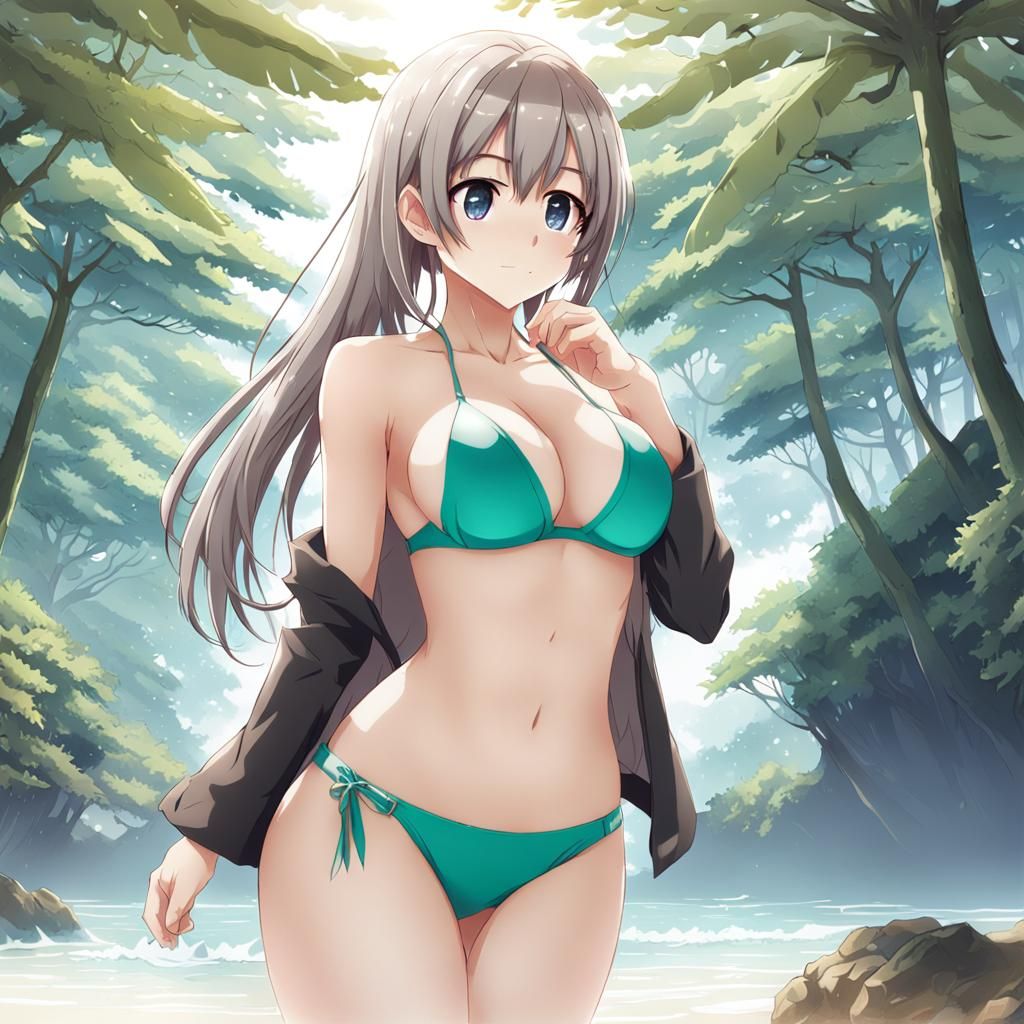 Anime Girl in Bikini, Manga Key Visual Style