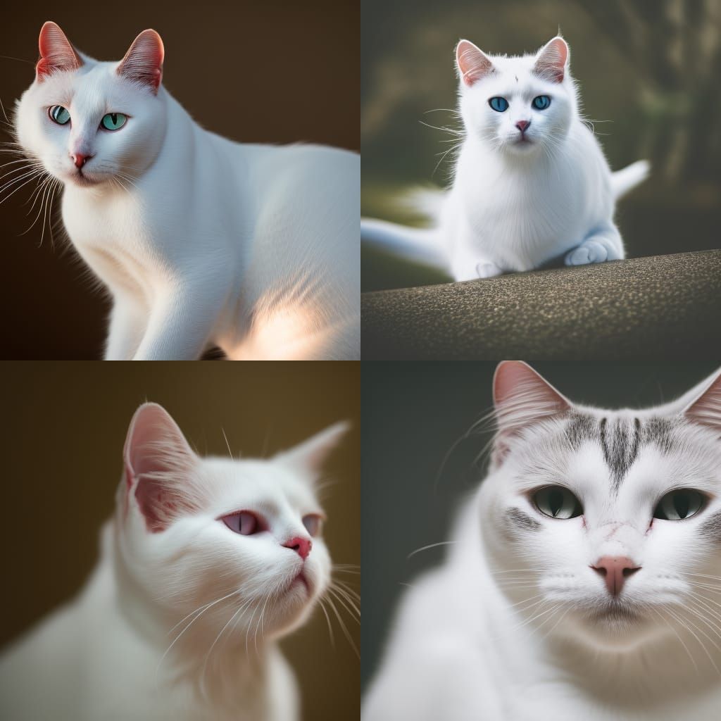 White Cat in Professional Photography Style