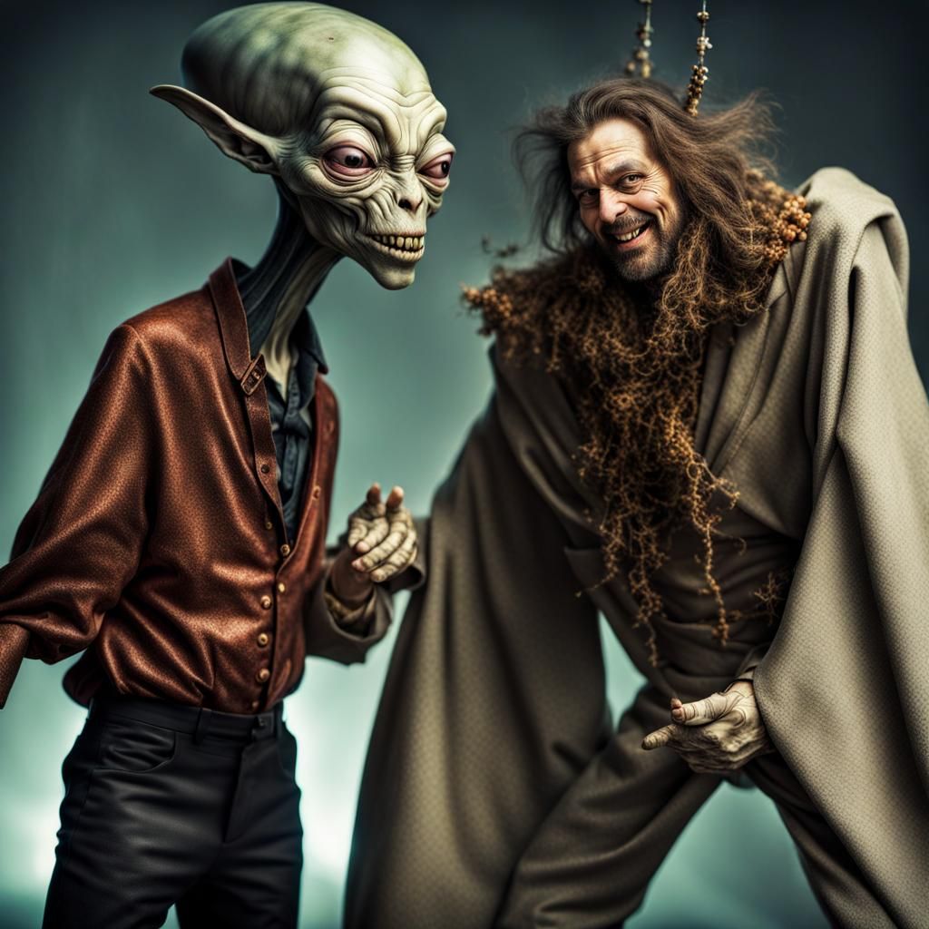 Extravagant Alien Characters in Bizarre Cosmic Dreamscape