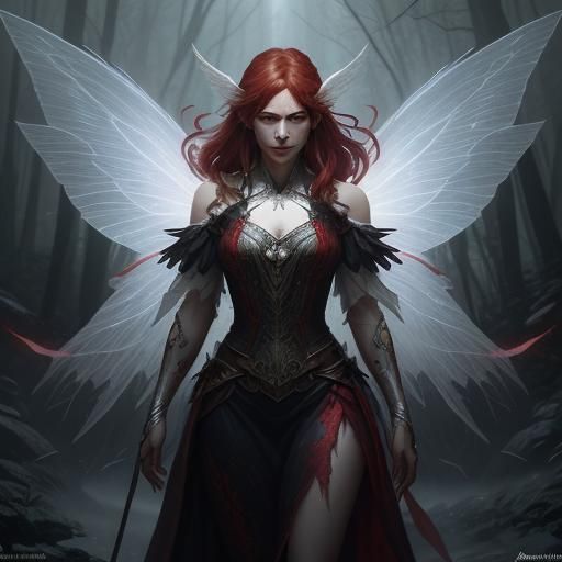 Grief-Stricken Fairy in Enchanted Forest, Digital Art