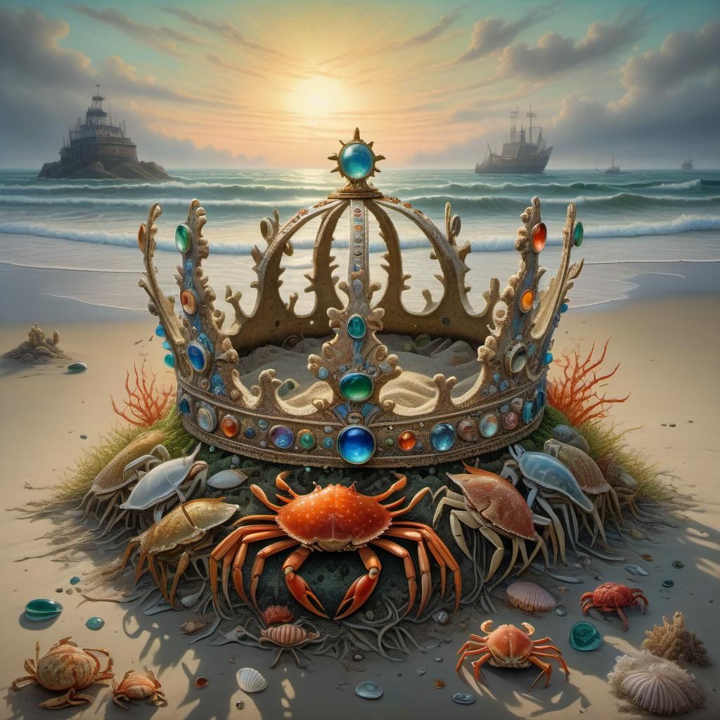 Ancient Crown Washed Ashore: An Oil Painting