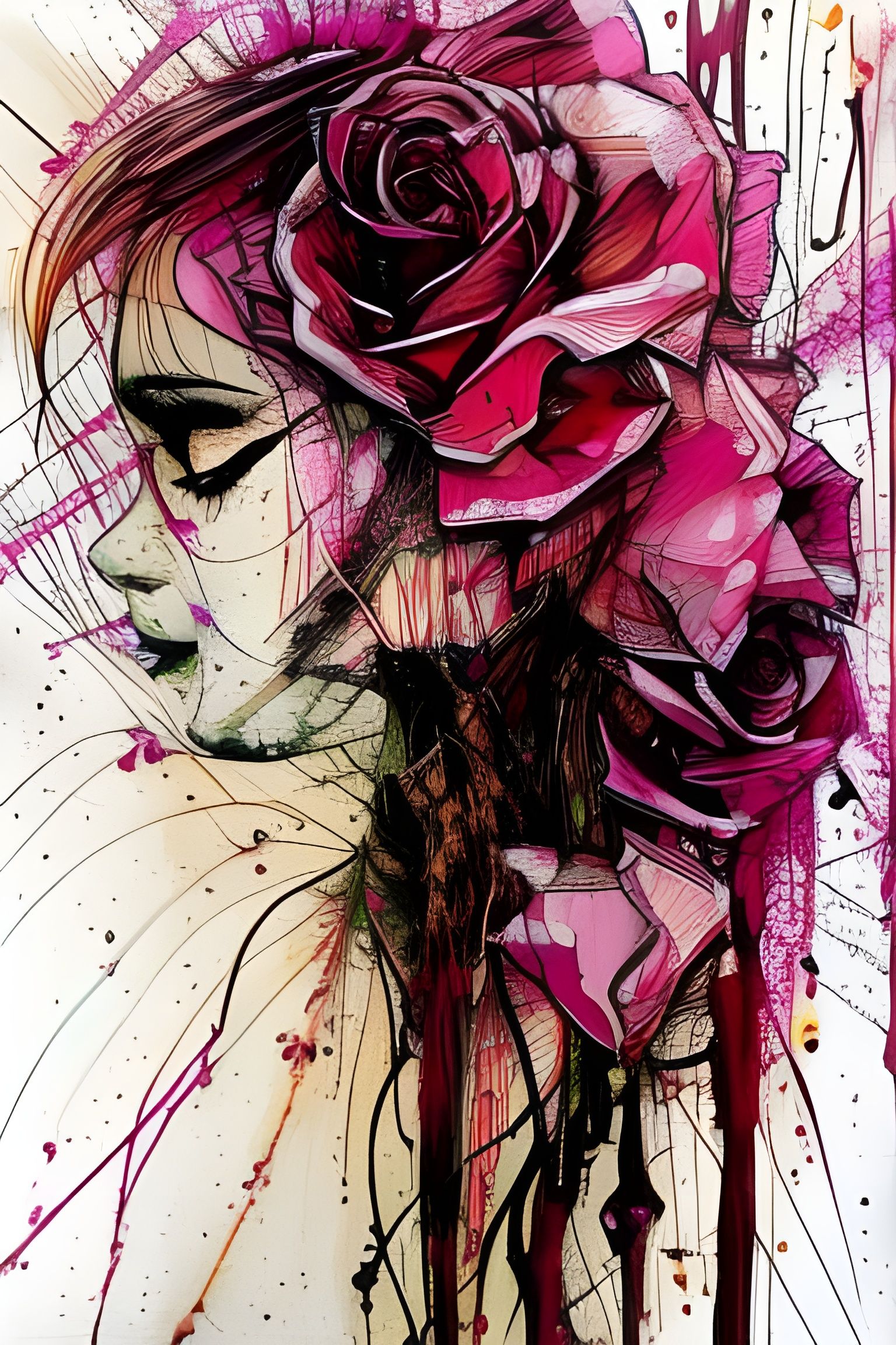 Beautiful Rose Inspired by Carne Griffiths' Style