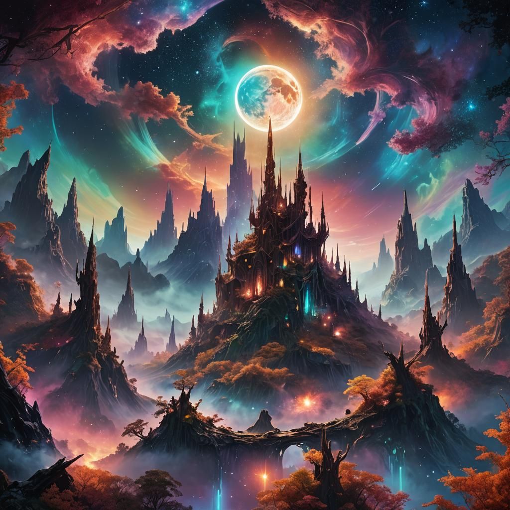 Nebula Moon: Ethereal Concept Art in 8k