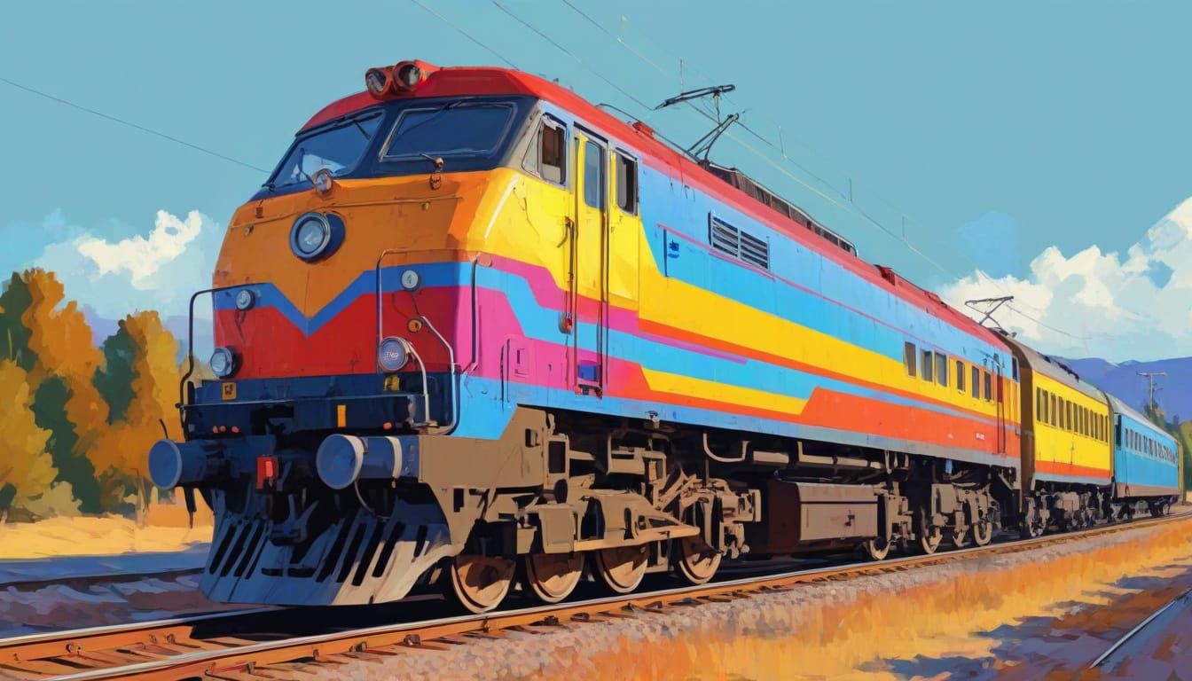 Futuristic Fauvist Locomotive in Vibrant Oil Paints
